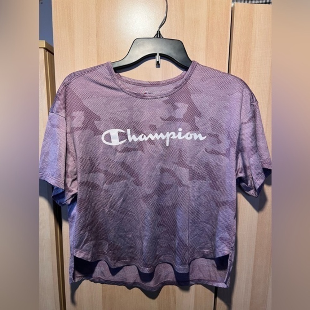 Champion Pink Camo Nylon Crop Top Shirt Size M
